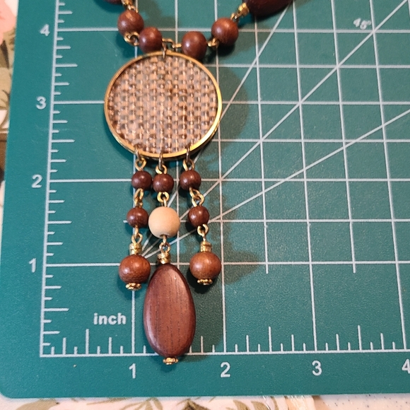 Unique Vintage Brown and Cream Beaded Necklace - Picture 3 of 6